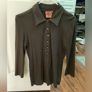 Tory Burch Dark Gray / Black Button Down Shirt